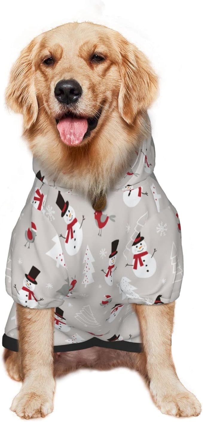 Christmas Gray Snowman Hoodie,Christmas Cosplay Dog Clothes with Pocket and Hat Winter Clothes Sweaters Large