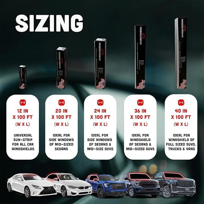 United Centurion Window Tint 3% VLT 20" Inx100'Ft 2Ply Carbon - PET Laminated Adhesive Film - Privacy Window Tint for Cars, Home, Blocks UV/IR Rays, Reduce Heat & Glare - Lifetime Color Stability