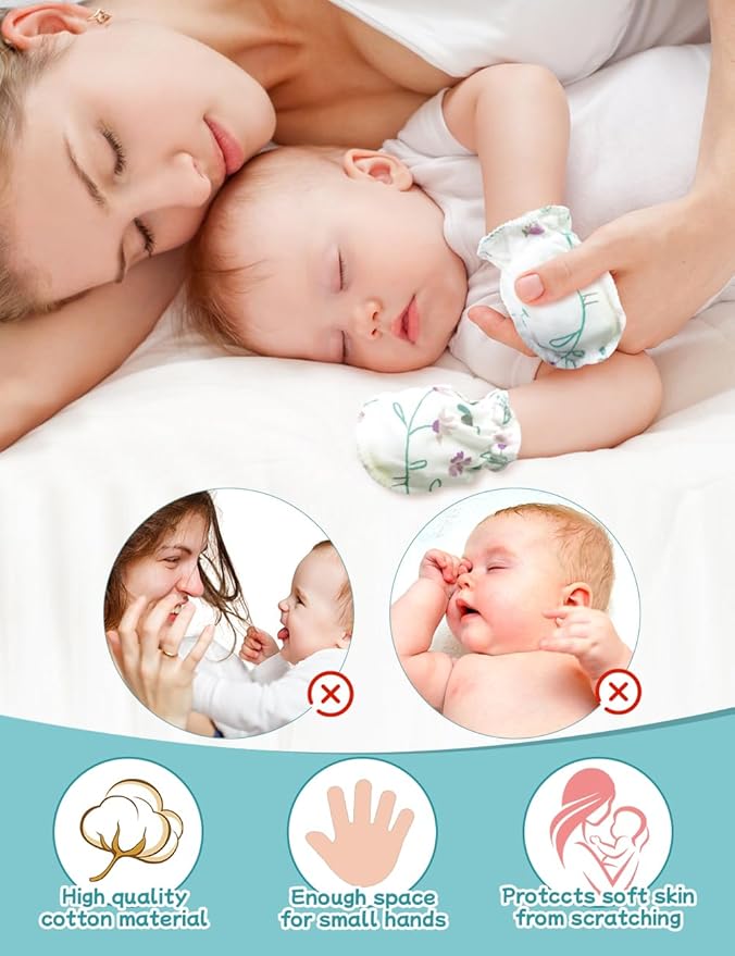 Cute Baby Mittens Newborn, No Scratch Baby Boy Mittens, Baby Girl Hat Gloves for Toddlers, Infant, Newborn
