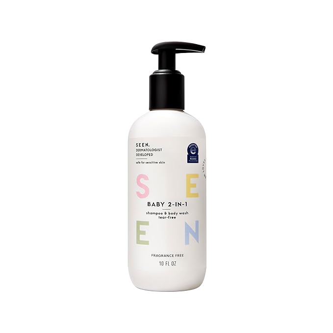 SEEN Baby 2-in-1 Shampoo & Body Wash – Fragrance-Free, Tear-Free & Non-Irritating – Dermatologist-Developed Gentle Cleanser for Sensitive & Eczema-Prone Skin