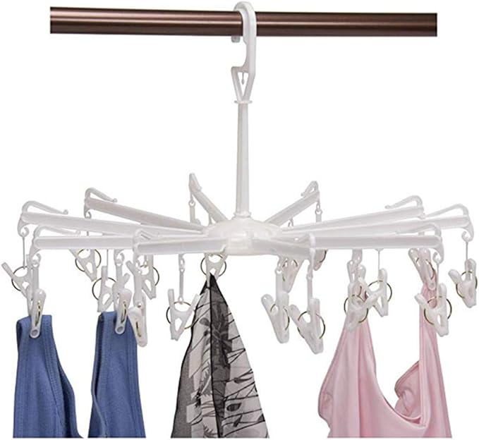 DurReus Foldable Clip Drip Laundry Hanger Portable Plastic Hanging Dryer with 20 Clips for Drying Cloth Diapers,Baby Clothes,Bras,Underwear,Hat,Gloves,Socks