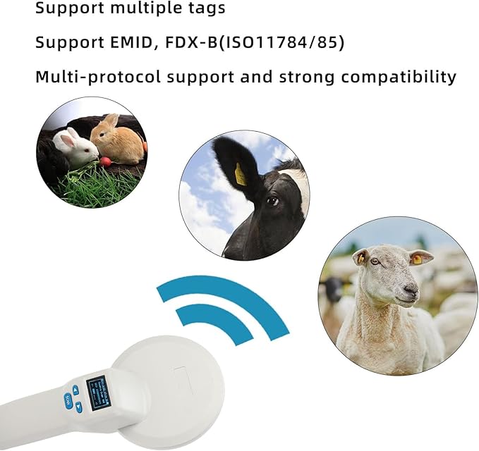Pet Microchip Scanner Large OLED Display USB Connection Animal Pet Tag Reader FDX B ISO11784 85 Portable Wireless Reader