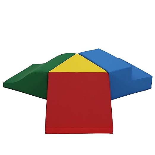 FDP SoftScape Toddler Playtime Junction 360 Climber, Indoor Active Play Structure for Toddlers and Kids; Safe Soft Foam for Crawling, Climbing and Sliding (4-Piece) - Assorted, 13799-AS