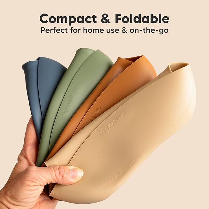 KeaBabies 2-Pack Silicone Baby Bibs for Eating - Sturdy Food-Grade Silicone Bibs for Babies Girl, Boy, Large Food Catcher, Clean & Put On Easily, Waterproof Toddler Feeding Essentials (Terracotta)