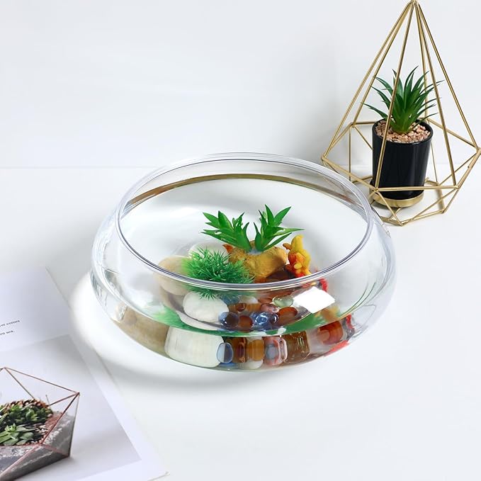 Plastic Fish Bowl Transparent Bubble Bowl Flower Vase Bowl Clear Wide Mouth Round Vase Terrarium Air Plant Hydroponic Succulent Planter Floral Container 2800ml