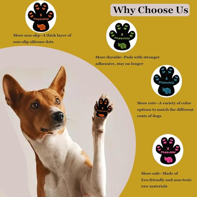 Dog Paw Pads Anti-Slip Grips,Dog Paw Protectors for Senior Dogs on Hot Pavement,Provides Traction to Keep Them from Slipping on Smooth Floors 20 sets-80 Pads Multicolor XL