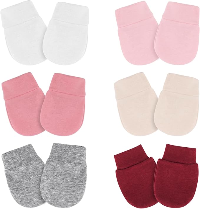 Newborn Baby Mittens No Scratch Cotton Elastic Wrist Gloves Infant Toddler Mittens for Baby Boy Girl 0-6 Months