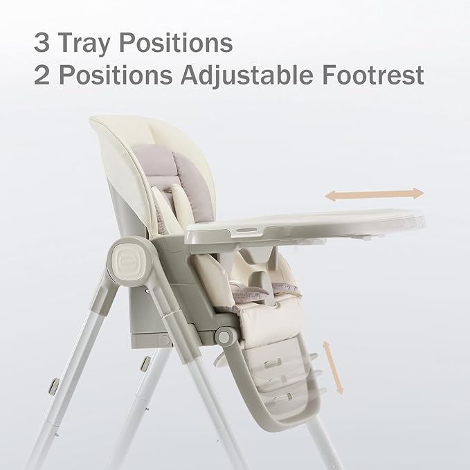 6 in 1 Convertible High Chairs for Babies and Toddlers,Portable High Chair with Dishwasher Tray and 4 Wheel,Booster Seat for Dining Table,Foldable Toddle and Baby Feeding Highchair (White)