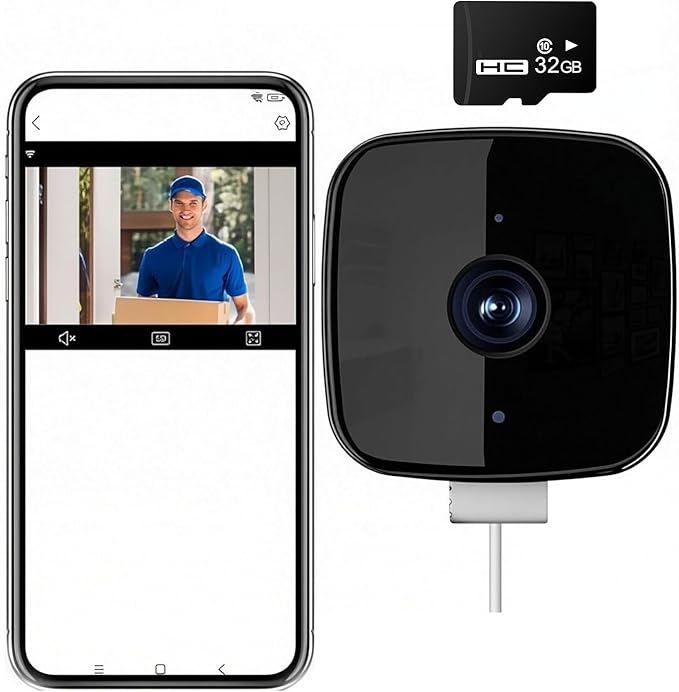 Smart 2K Window Security with Peel-and-Stick Installation, Bluetooth, AI Color Night Vision, 24/7 Continuous Recording for Home Security&Pet Monitoring&Driveway Surveillance (USB 32GB)