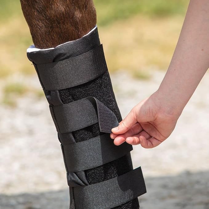 Dura-Tech Quick Wrap No Bow Leg Wraps for Horses | Size 16" | Color Navy | Exceptional Leg Coverage | Versatile Use | Secure and Easy Application | Sold in Pairs