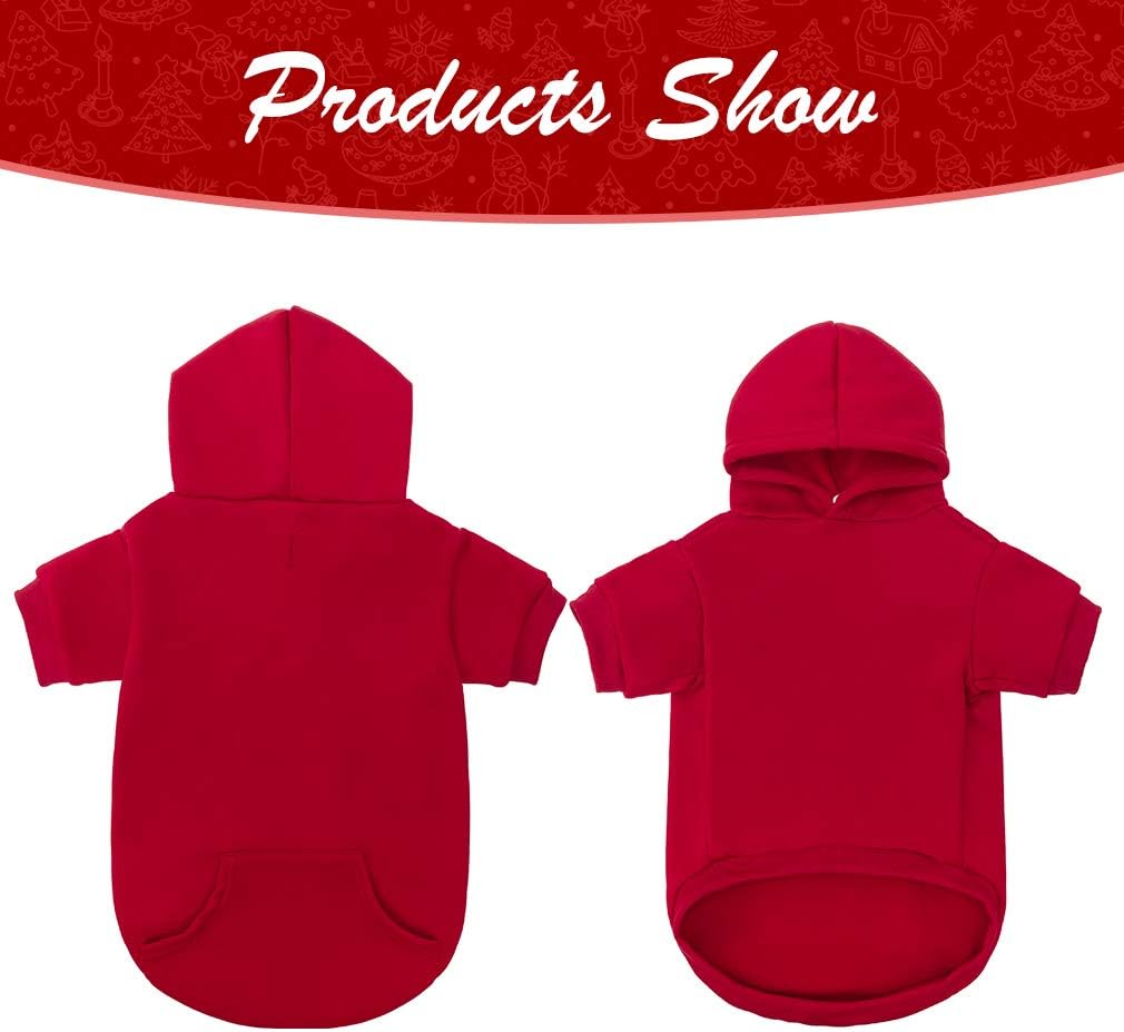 KOOLTAIL Basic Dog Hoodie - Soft and Warm Dog Hoodie Sweater with Leash Hole and Pocket, Dog Winter Coat, Cold Weather Clothes Sweatshirt for Small Medium Large Dogs Puppy Cat Boys Girls Red M