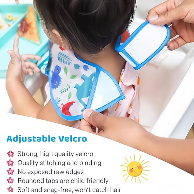 Baby bibs Waterproof Toddler bib - Feeding bib with Pocket for Infant Boy Girl Washable 6-36M