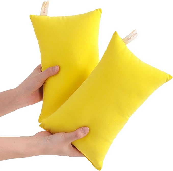 NTBAY Tiny Pillows, Down Alternative 7"x11" Microfiber Mini Pillows for Travel, Pets, Soft Machine Washable Small Pillow for Neck, Wrist, Lumbar and Knee, Yellow