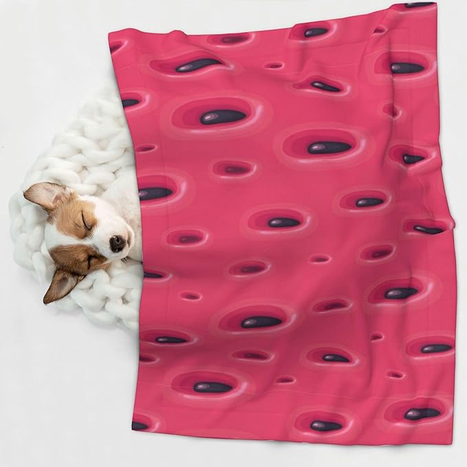 Double Sided Plush Pet Blanket with Cozy Dot Texture and Smooth Reverse, Pink Watermelon, Reversible Throw for Dogs Cats on Couches Beds Crates