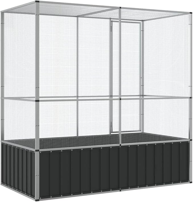Outdoor Aviary Bird Cage, Galvanized Steel Outside Ample Activity Space Birdcage, 82.9"x42.1"x83.5", -259