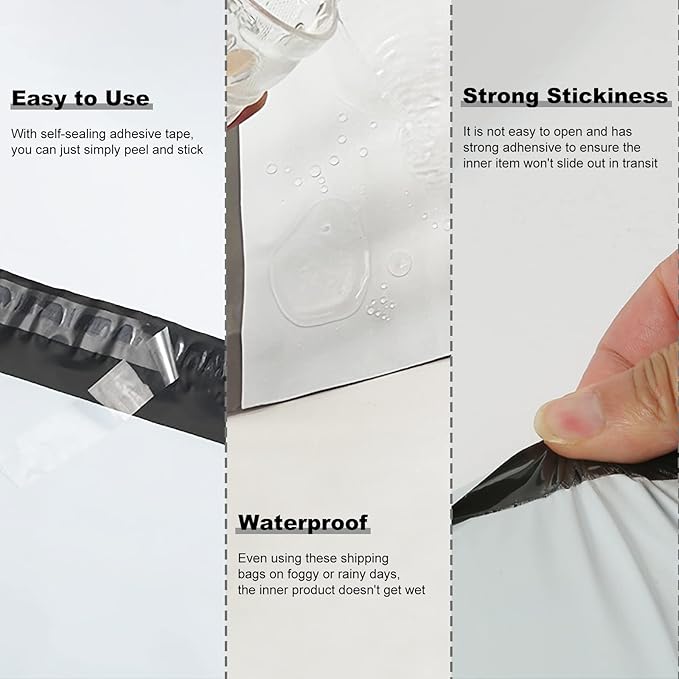 OausTect White Poly Mailers 10X13 inches,100 Pack Shipping Bags with Strong Self-sealing Adhesive Waterproof and Tear Proof for Clothing,Books
