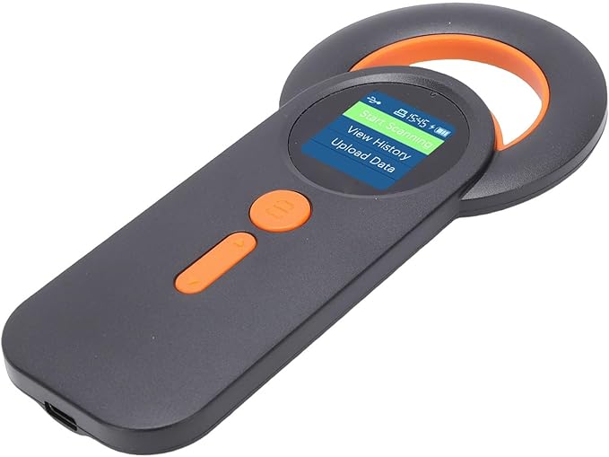 Animal Chip Scanner Wireless 2.4G Connection Pet Reader for Efficient Tag Management and Long Battery Life - Support 240 Data Storage for Pet Owners, ABSCurrent, Black and Orange Color