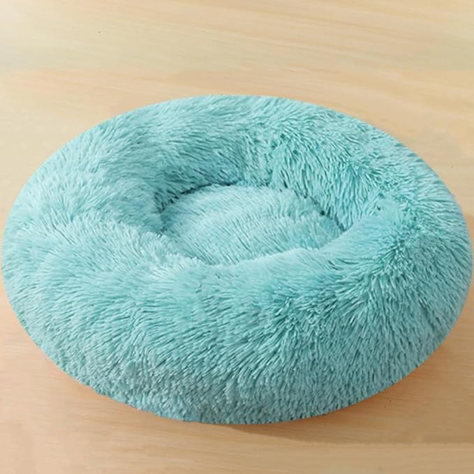 Donut Dog Bed Cat Bed, 20 Inch Round Fluffy Dog Beds for Small Dogs and Cats, Anti-Anxiety Donut Dogs Cuddler Bed, Washable Pet Bed for Medium Cats (Light Green)