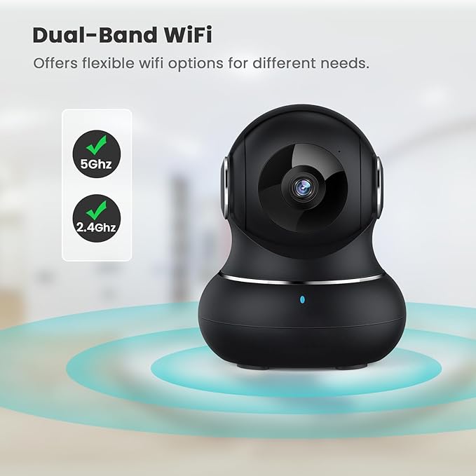 litokam 5ghz Indoor Security Camera, 5MP Cameras for Home Security with 5G/2.4G Dual-Band, Pet Cam with Phone App, AI Motion/Cry Detection, 360° Auto Tracking, Night Vision, Support NVR/Alexa