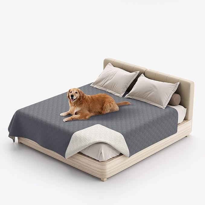 Waterproof Dog Bed Covers for Couch Protection, Water-Resistant Soft Dog Pet Blanket Anti-Slip Dog Blanket for Bed, for Furniture Bed Couch Sofa (Grey,96x82inch)