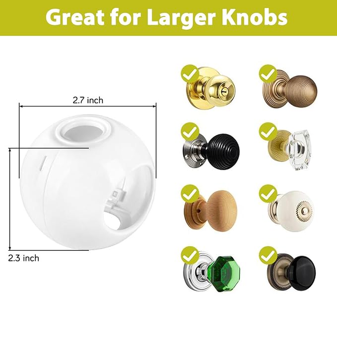 Child Proof Door Knob Covers 6 Pack Door Knob Safety Cover for Kids to Keep Kids from Opening Doors Baby Proof Door Knob Covers 2.7 Inch Large Diameter Child Safety Door Knob Cover Fit More Round Knob