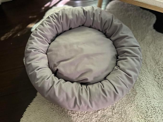 Organic Cotton Canvas Dog Bed: Removable Cover, Natural Fill - Made in USA (Blue Gray, X Small 18" x 6" inches)