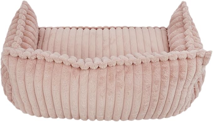 Pet Couch Calming Bed, Pet Couch with Removable Washable Cover, Plush Pets Sofa for Indoor Use, Supportive Orthopedic Dog Bed (Pink)
