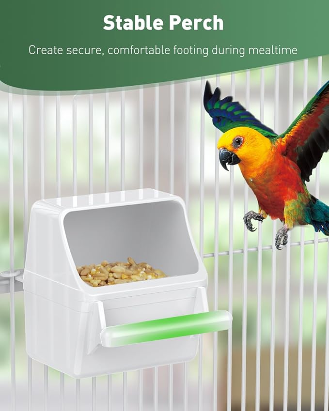 Pawfly 1 Pcs Bird Feeder Hanging Plastic Bird Cage Feeders with Hooks Birds Water Dispenser with Perch Birds Water Feeders for Cage Parrot Feeder Food Bowl for Parakeet Cockatiel Canary