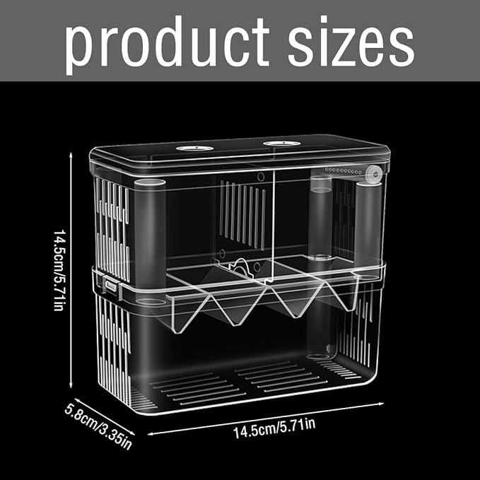 Double Room Breeding Box for Fish Tank, Fish Tank Aquarium Betta Guppy, PC Transparent Large Aquarium Kit More Convenient for You to Watch Ornamental Fish and Shrimps(Large)