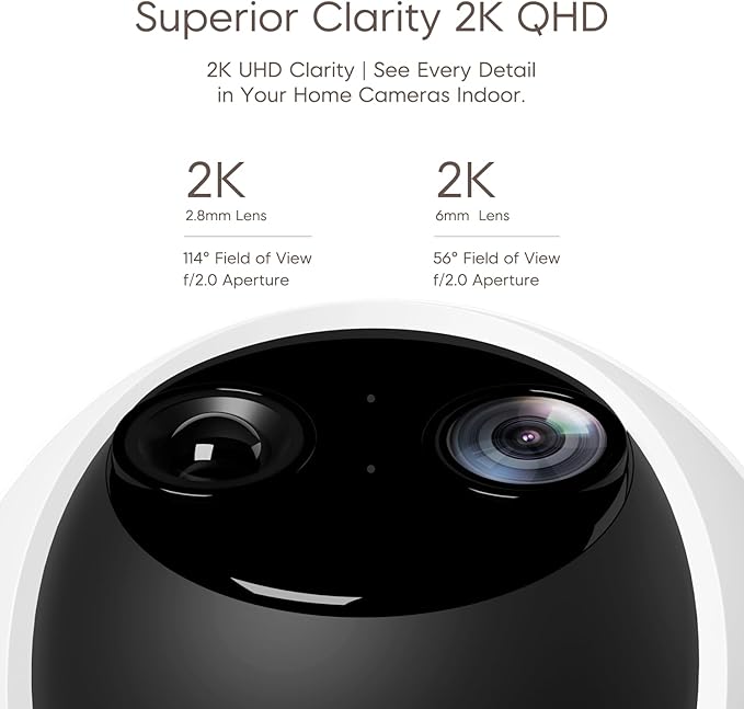 VSTARCAM 2K Dual Lens Indoor Security Camera, 10X Hybrid Zoom WiFi Camera for Home Security, 360° AI Tracking Pet Baby Monitor, Color Night Vision, 2-Way Audio, Support Cloud & 256GB SD Card Storage