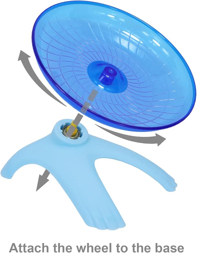 Hamster Flying Saucer Silent Running Exercise Wheel for Gerbil Rat Mouse Hedgehog Small Animals (Blue)