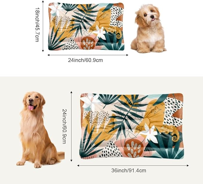 Modern Tropical Colorful Easy Clean Dog Bed Furniture Dog Crate Mat Pad for Car Crate Bed Washable Non-Slip Puppy Medium Sized Cage Mats Furniture Indoor Outdoor 36X24 Inch