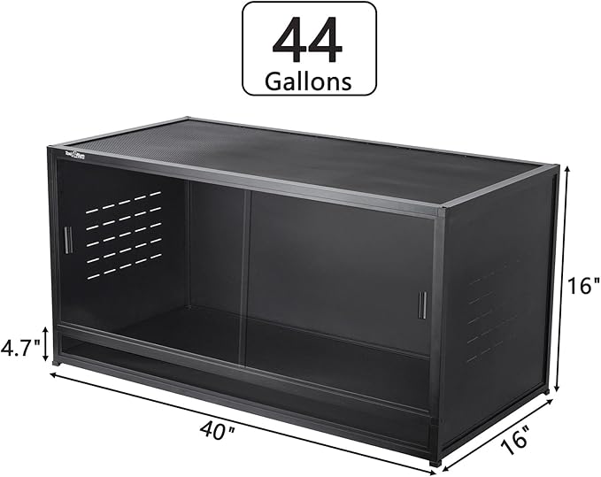 PVC Reptile Enclosure Bearded Dragon Tank 44 Gallon Snake Enclosure,Terrarium for Lizard Snake, 40x16x16 Reptile Terrarium Wide Breeding Lounge Vivarium Area with Sliding Doors Lock