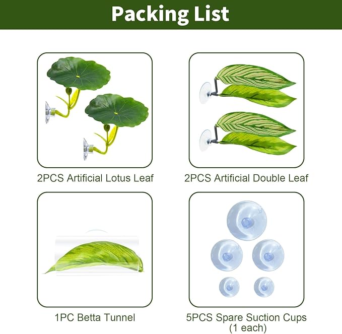 5PCS Betta Hammock & Fish Toys Set, Soft Aquarium Decor Plastic Plants that Won’t Damage Fishtail, Acrylic Tube Tunnel for Betta Fish Tank Decorations, Aquarium Hideout with Spare Suction Cups