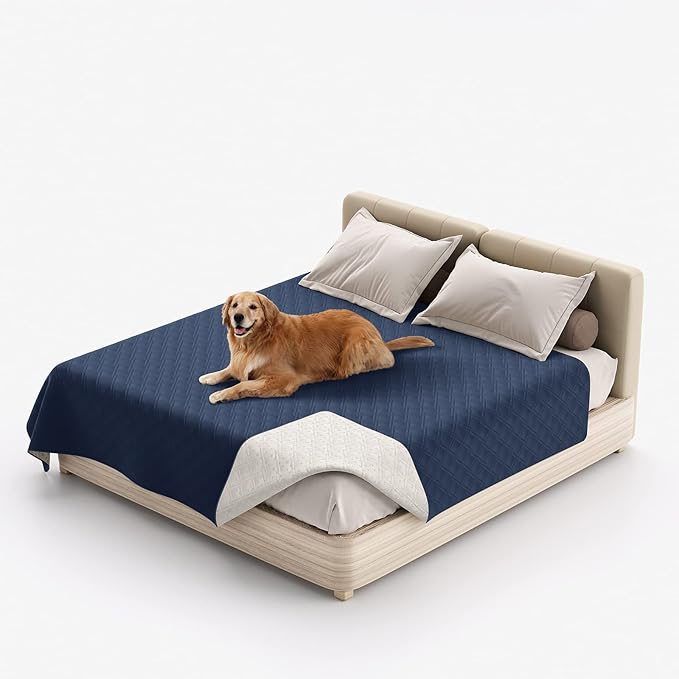 Waterproof Dog Bed Covers for Couch Protection, Water-Resistant Soft Dog Pet Blanket Anti-Slip Dog Blanket for Bed, for Furniture Bed Couch Sofa (Navy Blue,96x82inch)