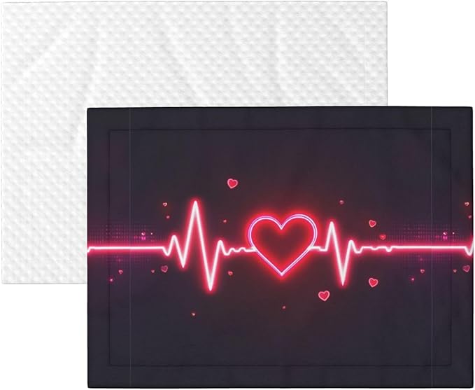 Pet Blanket for Indoor Outdoor Use, Heart Beat Pattern, Two Sided Reversible Plush Mat with Bumpy Dot Texture for Patios Crates Portable Bed Companion