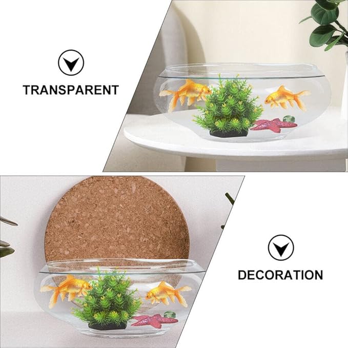 Glass Terrarium Bowl: 9.8" Diameter Round Betta Fish Tank & Hydroponic Planter - 7.87" Wide Mouth Glass Vase for Air Plants, Succulent Centerpiece, Wedding Table Decor