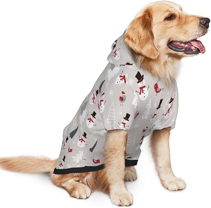 Christmas Gray Snowman Hoodie,Christmas Cosplay Dog Clothes with Pocket and Hat Winter Clothes Sweaters Large