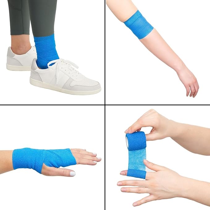 Juvale 12 Rolls Colorful Self Adhesive Bandage Wrap 4 Inch Wide x 5 Yards - Cohesive Vet Tape for First Aid, Sports, Tattoo (12 Colors) - Vet Wrap (Pack of 2)