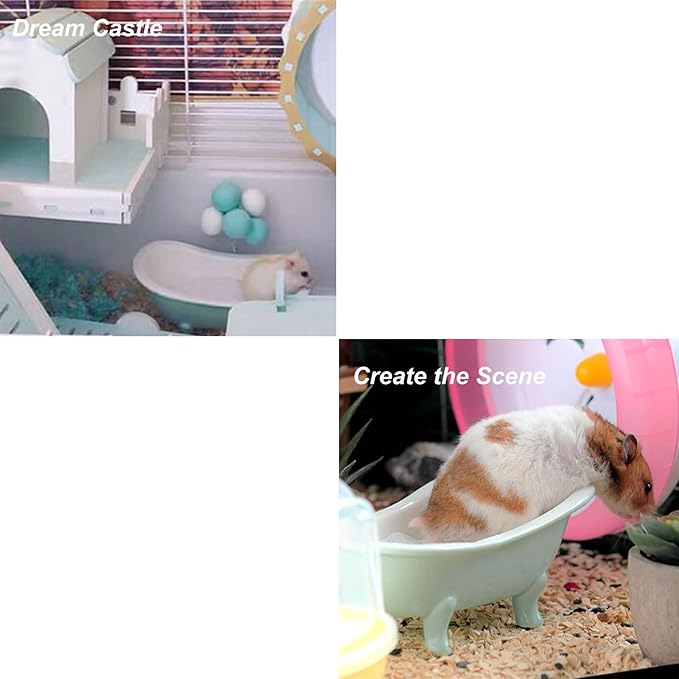 Summer Hamster Ceramic Bed Bathtub, Small Animal Ice Accessories Cage Hideout Toys，Bird Relax Habitat House, Sleep Pad Nest or Hamster, Food Bowl for Guinea Pigs/Squirrel/Chinchilla