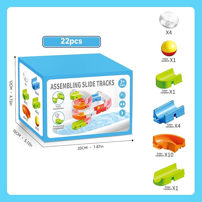 Baby Bath Toys for Toddler 1-3 3-5, Bathtub Shower Building Duck Slide Blocks Toy Marble Run Toys for Kids 1 2 3 4 5 Years Old Toddler Boys and Girls