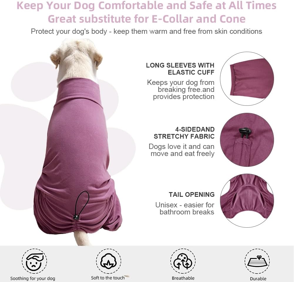 Dog Pyjamas PJS Sweater Clothes and Home Clothing Suitable for Medium to Large Breeds of Dogs, Dog Neutering Suits, Extra-Large Stretch Fabric, Four-Legged Clothes(Thickened Red, 2XL)