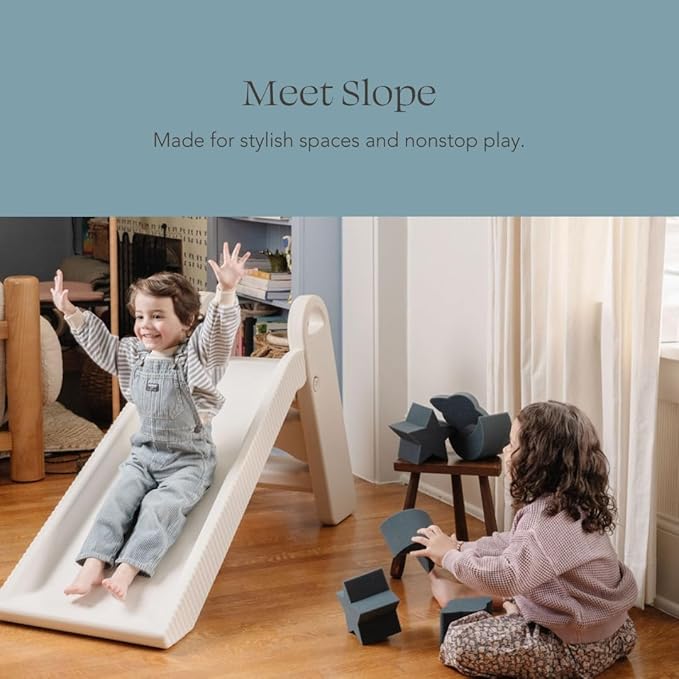 PLAYSMOL Slope Slide for Kids, Indoor/Outdoor Toddler Slide with Handles, Foldable for Easy Storage, Freestanding Playground Toy for Ages 3+