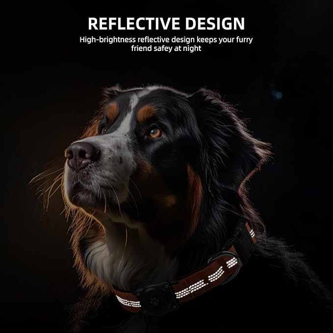 Upgraded AirTag Dog Collar, IP68 Waterproof Air Tag Dog Collar Holder, Reflective, Ultra-Durable, Comfortable Padded, Heavy Duty Dog Collars for Small Medium Large Dogs (XL (15.6"-22"), Orange)