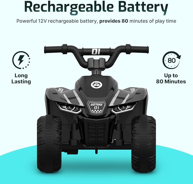 Gotrax RT1 Ride on Toys for Toddlers 1.5-3, Safe 12V Lead-acid Battery up to 80 Minutes, Forward/Reverse 2 Gears, Max 1.5MPH Speed&8" Big Tire, Electric Vehicle ATV Car Best Gift for Age1.5–3 Boy Girl