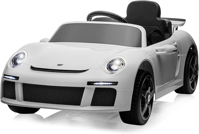 Licensed RUF CTR3 12V Kids Electric Car with Parent Remote Control, 2 Motors, 3 Speeds, LED Lights, MP3 Player | Battery Powered Ride-On Toy for Kids to Drive - White
