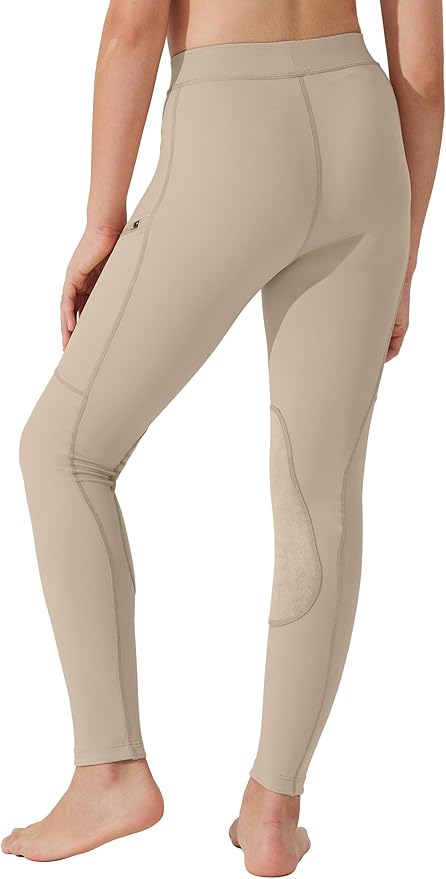 Willit Girls Horse Riding Pants Tights Kids Equestrian Breeches Knee-Patch Youth Schooling Tights Zipper Pockets