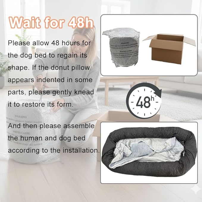 Human Dog Bed for Large Dog - Giant Dog Bed for Humans with High-Density Foam & Faux Fur Cover - Washable Bean Bag Bed Alternative for Napping, Gaming, and Pet Bonding