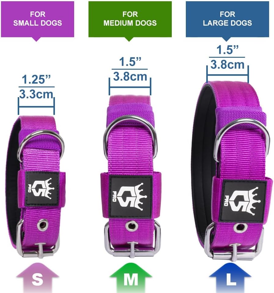 TSPRO Tactical Dog Collar 1.5 Inch Wide Thick Dog Collars with Heavy Duty Metal Buckle, Durable, Strong, Adjustable for Medium to Large Dogs (Yellow L)