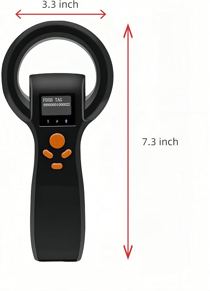 Universal Pet Microchip Scanner, Wireless Rechargeable Digital Pet Dog Cat Microchip Reader, Fast Reading FDX-A/FDX-B/HDX, Up to 16000 Data Records Bluetooth/USB